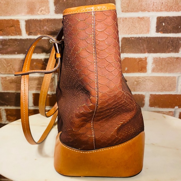 Dooney & Bourke Brown Leather Tote with Buckle Details - Picture 4 of 13